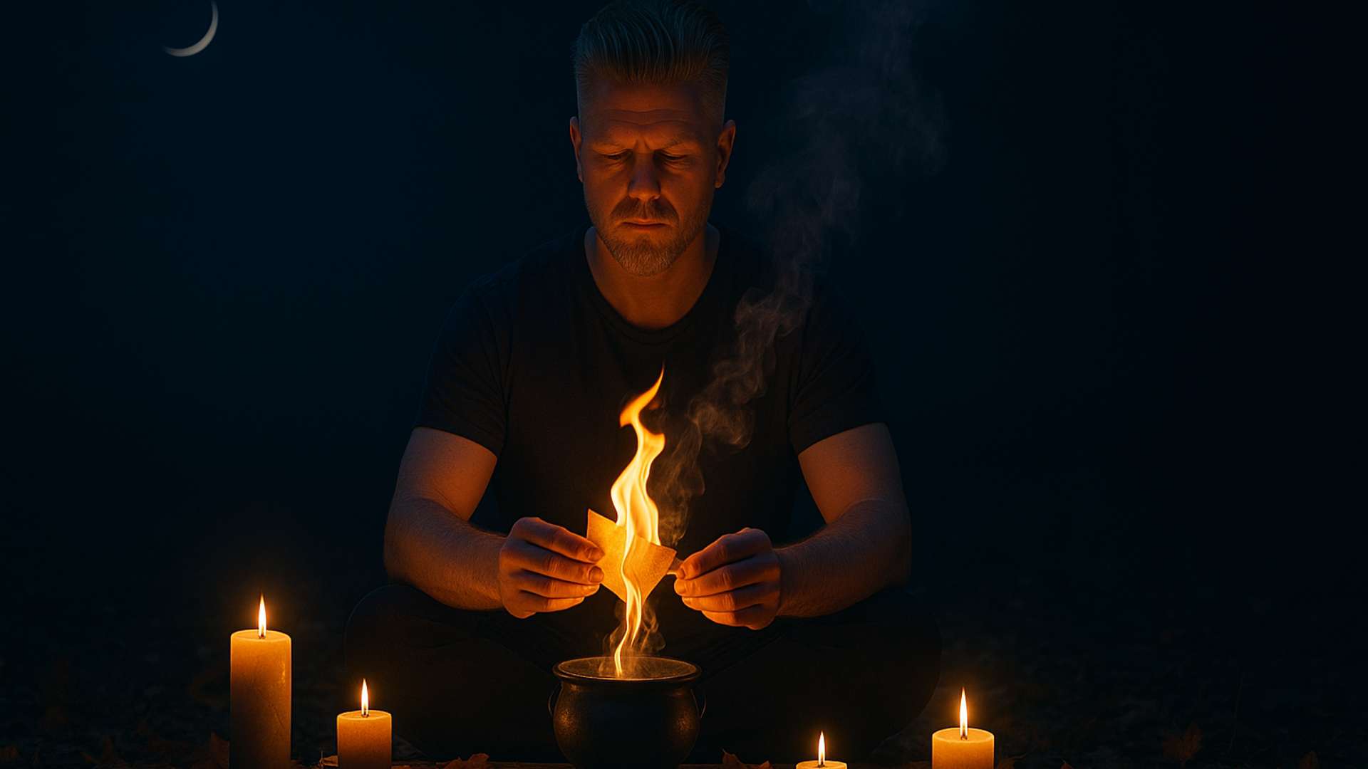 New moon ritual candles for letting go and preparing for inner work